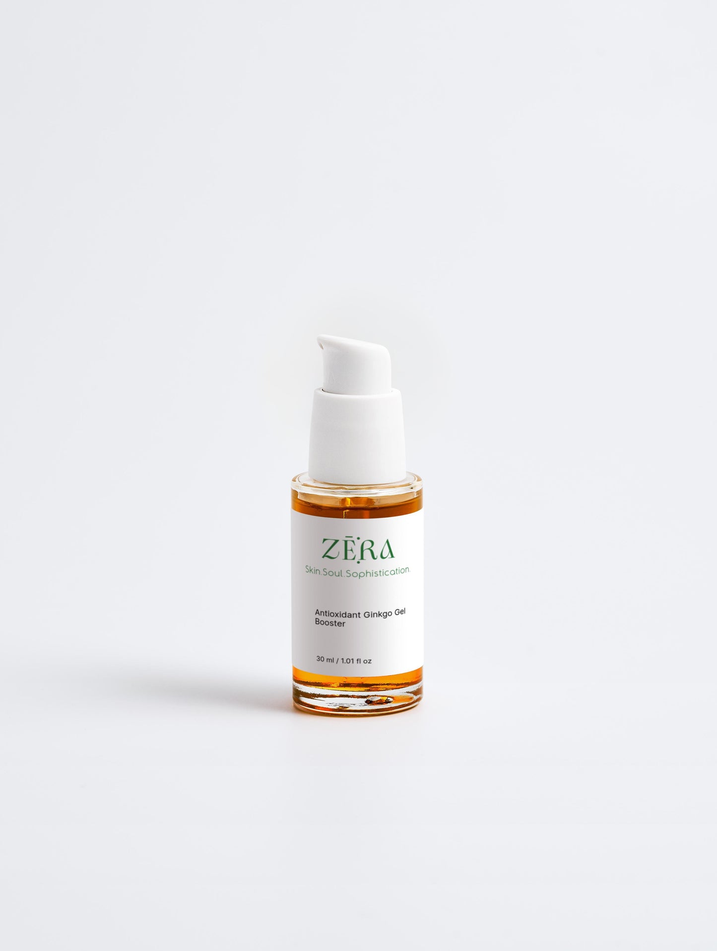 Skincare bottle labeled 'Zera' on a white background