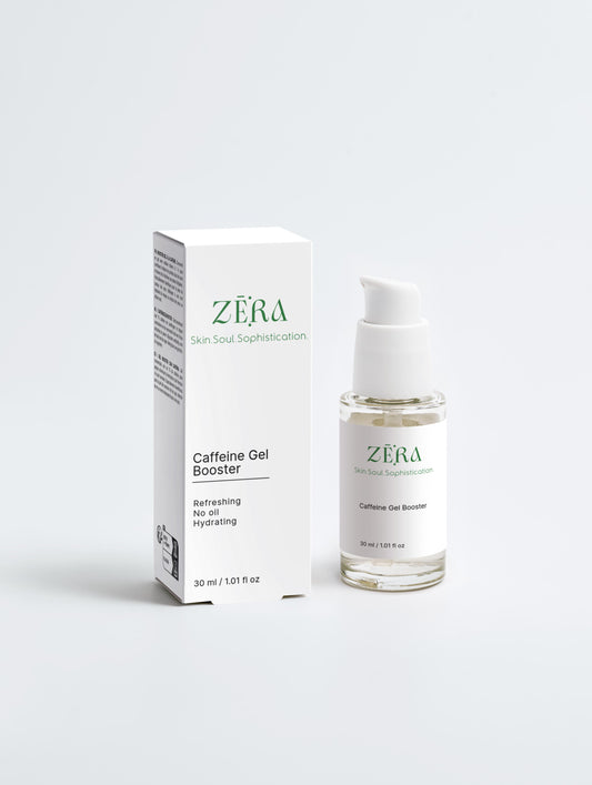 Zéra caffeine gel booster bottle and packaging on a white background