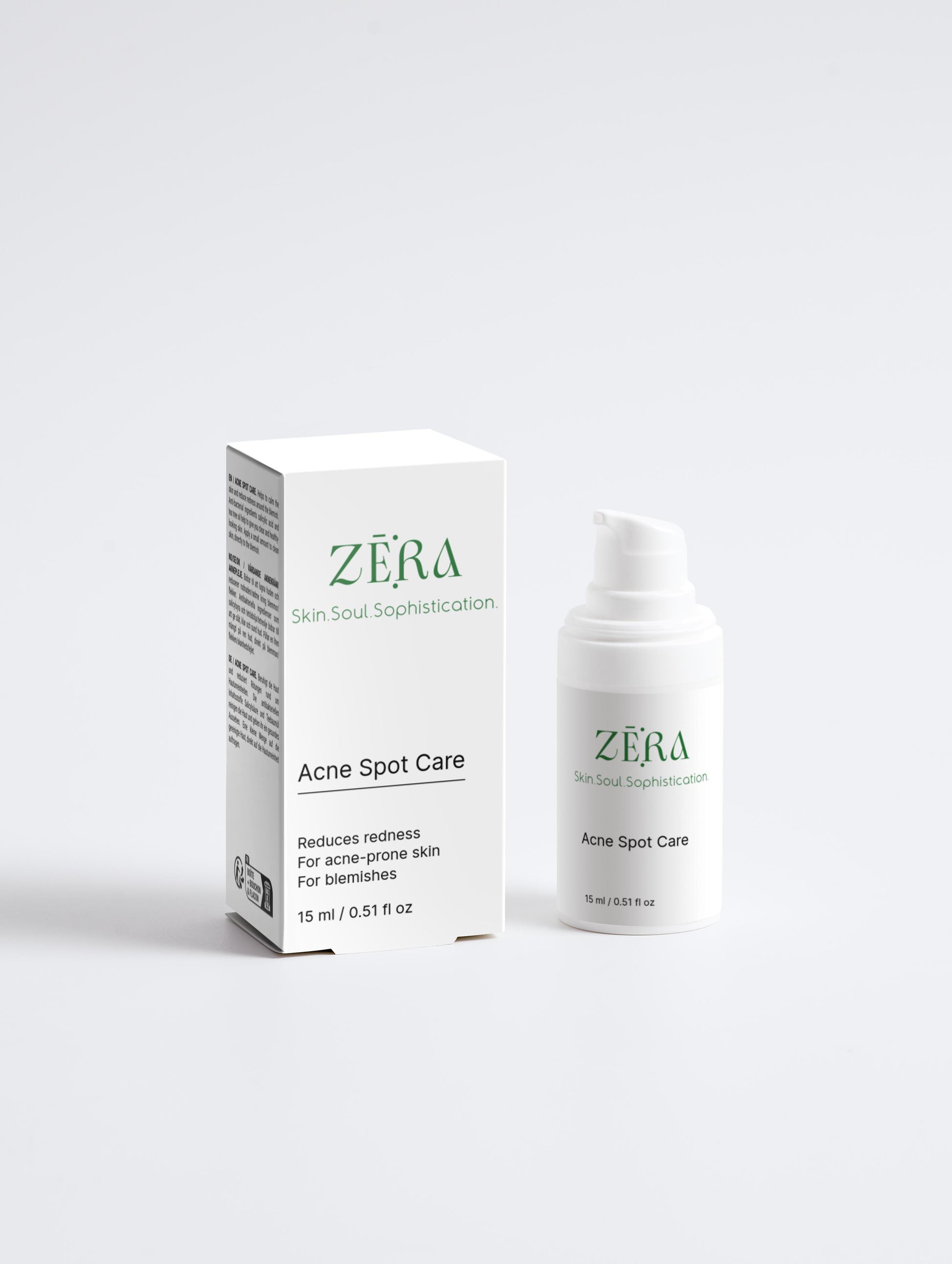 Zera Acne Spot Care packaging and bottle on a white background