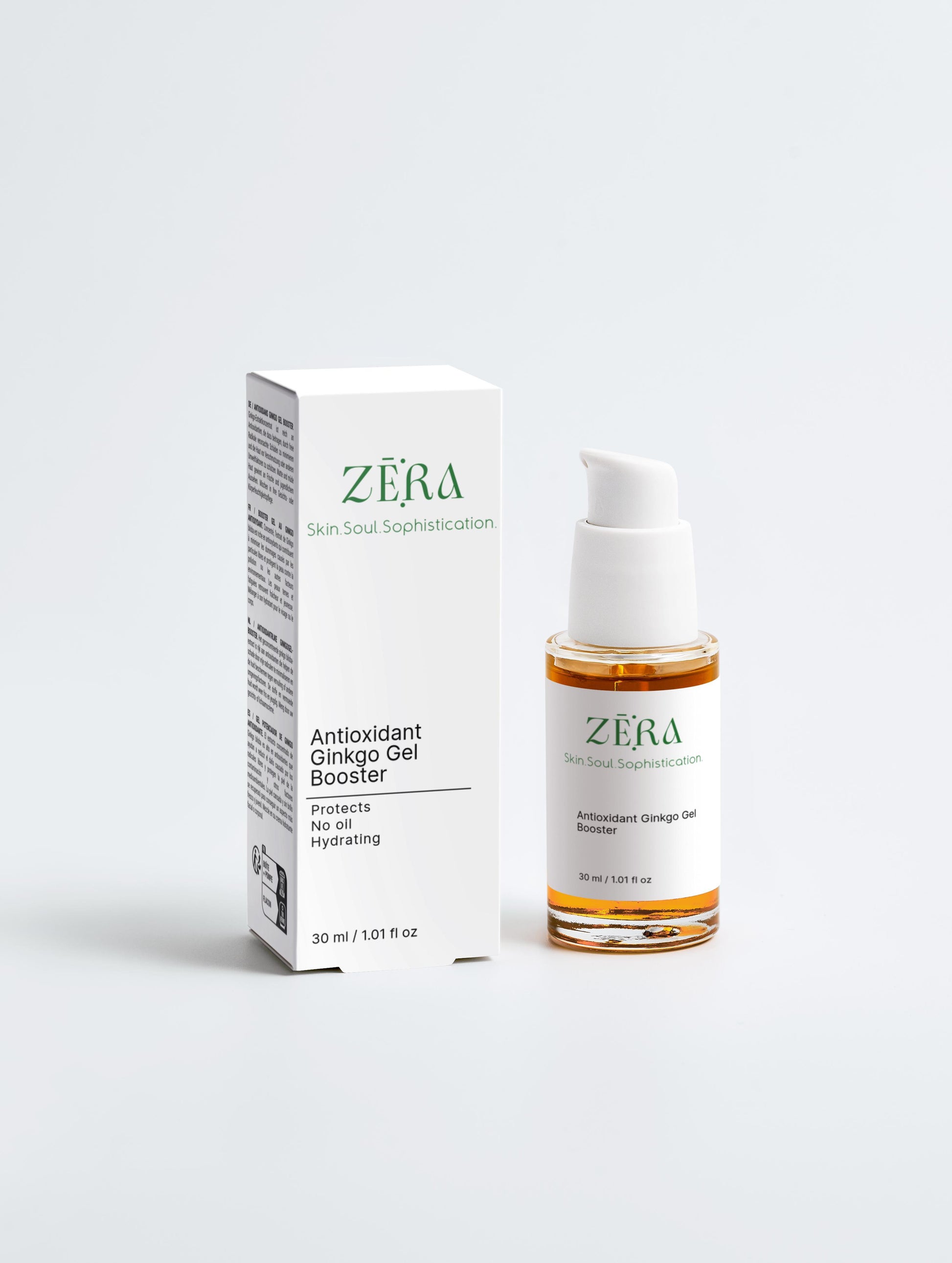 Zera Antioxidant Ginkgo Gel Booster with packaging on a white background