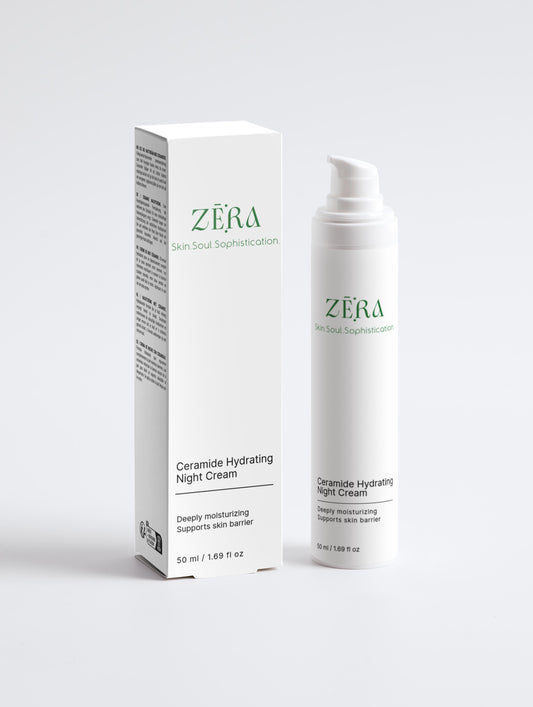 Zera Ceramide Hydrating Night Cream with packaging on a white background